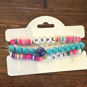 Vibrant Hope and Love Beaded Bracelet Set